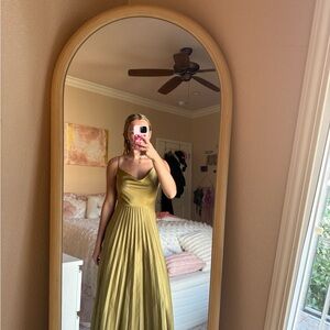 Elegant Gold Pleated Maxi Dress